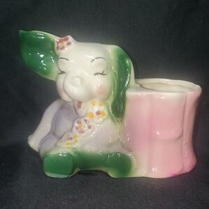 Vintage Baby Elephant Ceramic Vase